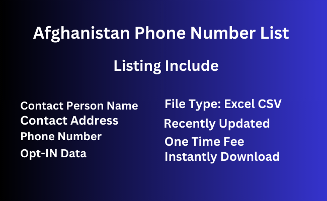 Afghanistan phone number list